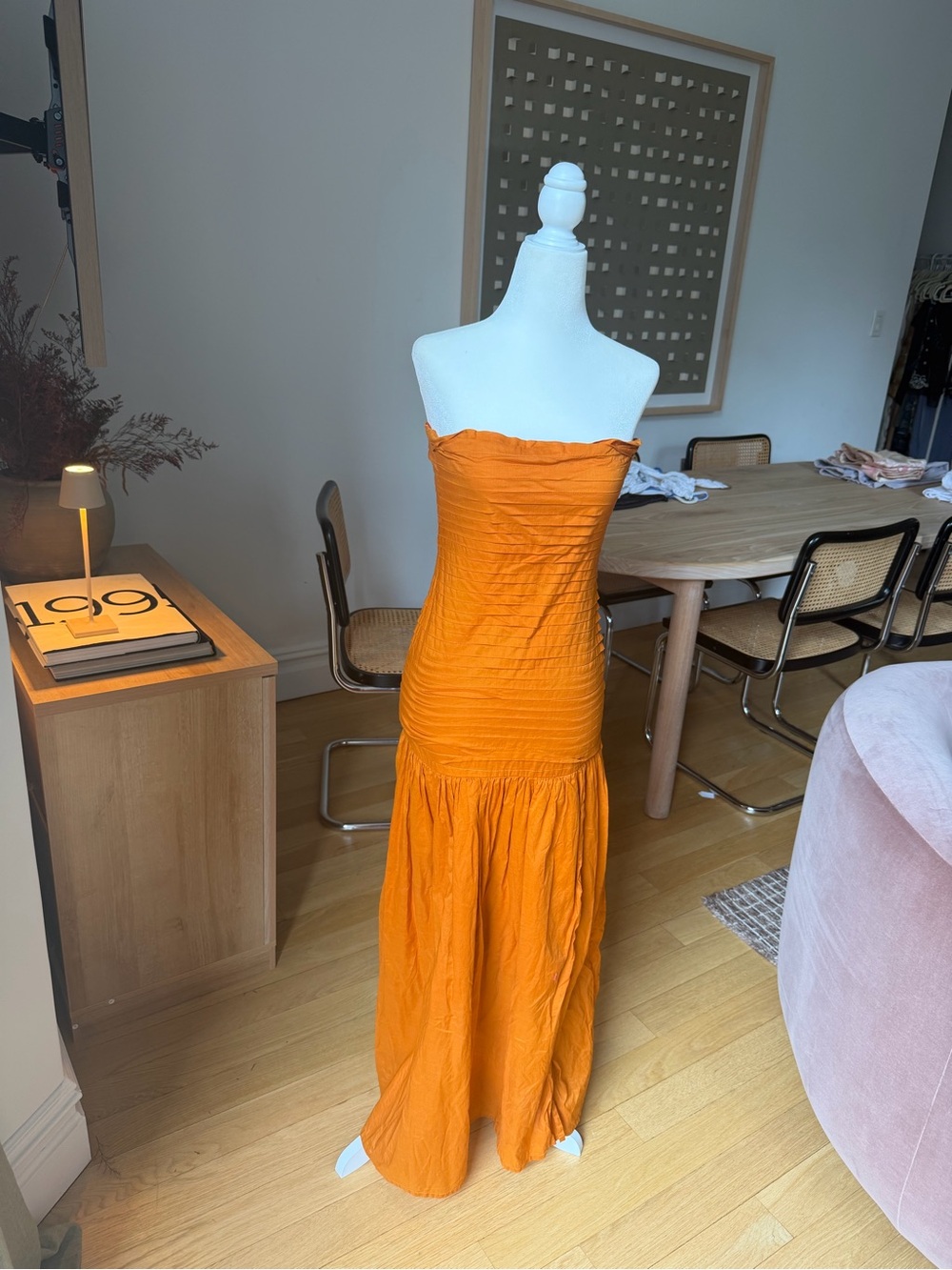 Chic Strapless Orange Dress